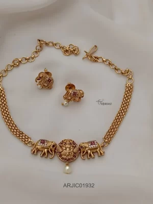 Temple Ganesh & Lakshmi Short Choker