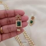 AD Stone Pendant Pearl Long Haram