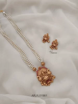 Lakshmi Pendant Ruby Long Pearl Haram