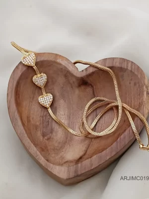Heart Design White Stone Mugappu Chain