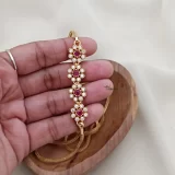 Floral Ruby Stone Mugappu Chain