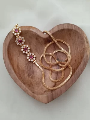 Floral Ruby Stone Mugappu Chain
