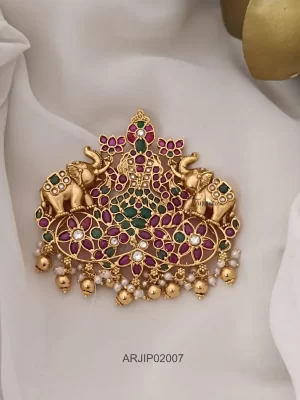 Mahalakshmi with Dual Elephants Pendant