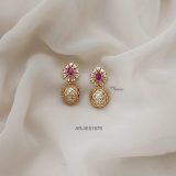 Cute Ruby & White Stone Earrings