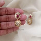 Cute Ruby & White Stone Earrings