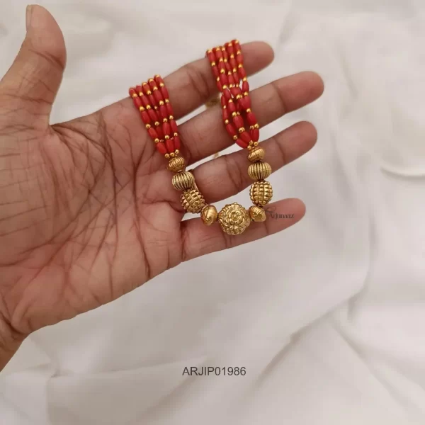 Trendy Gold Beads and Coral Chain