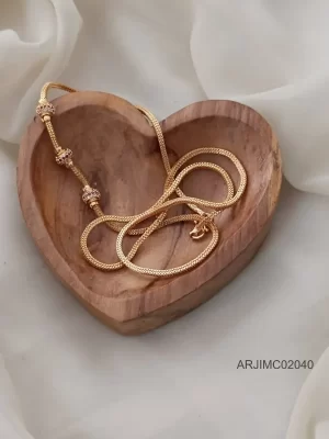 White & Ruby Ball Mugappu Chain