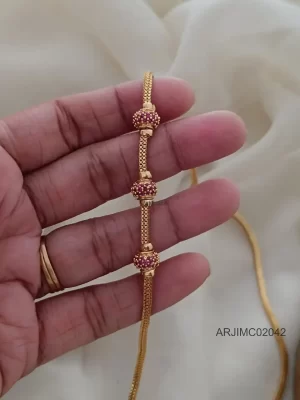 Ruby Stone Ball Mugappu Chain