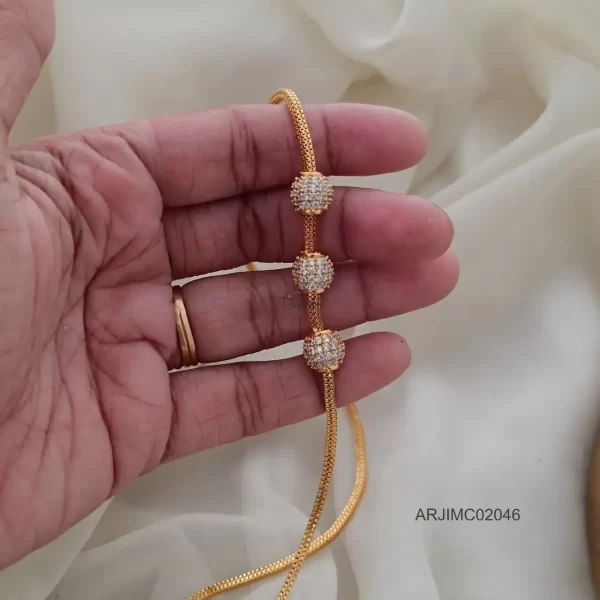 White Stone Ball Mugappu Chain