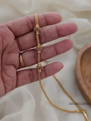 Ruby & Green Ball Mugappu Chain