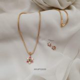 Floral Multi Stone Pendant Chain Set