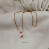 Floral White & Ruby Pendant Chain Set