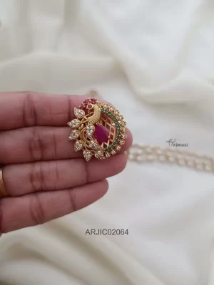 Multi Stone Peacock Design Pearl Choker