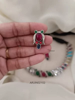 Elegant German Silver Black Thread Necklace