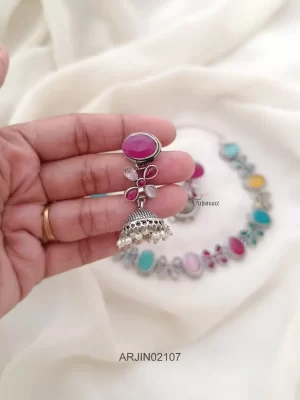 Unique German Silver Stone Necklace