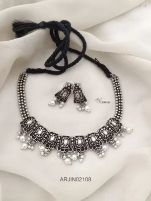 Amazing German Silver Pearl Hanging Necklace