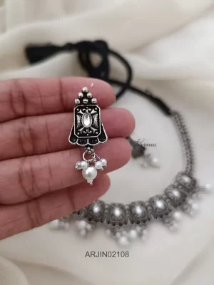 Amazing German Silver Pearl Hanging Necklace