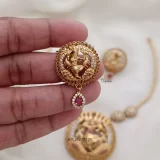 Ruby & White Stone Krishna Pendant Necklace