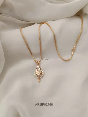 Ruby & White Lotus Pendant Chain