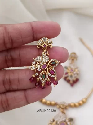 Peacock Design Ruby Beads Necklace