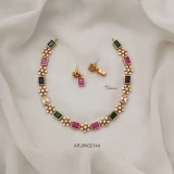 Matte Finish Multi Color CZ Stone Necklace