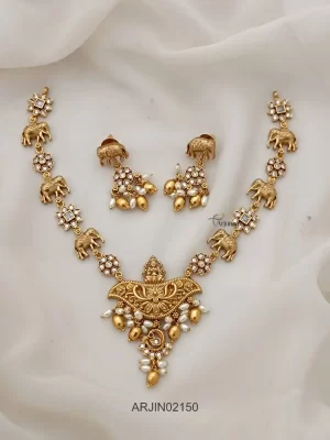 Elephant & Lakshmi Pearl Necklace