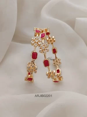 Trendy Coral White Stone Bangles