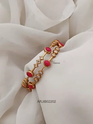 Unique Coral & CZ Matte Finish Bangles