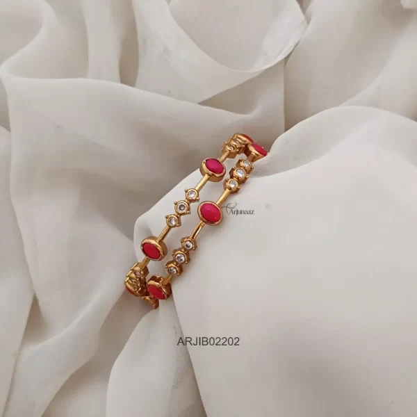 Unique Coral & CZ Matte Finish Bangles