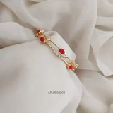 White CZ Stone with Oval Coral Bangles