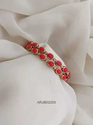 Elegant Coral Oval Stone Bangles