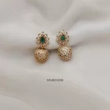 Unique White & Green Stone Ball Earrings