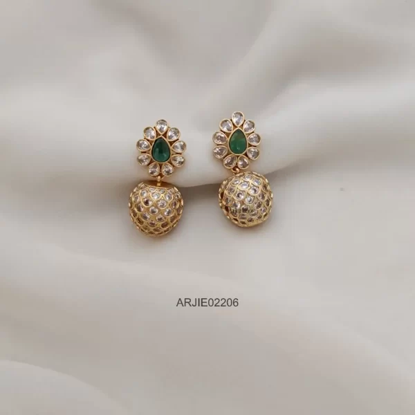 Unique White & Green Stone Ball Earrings