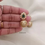 Unique White & Green Stone Ball Earrings