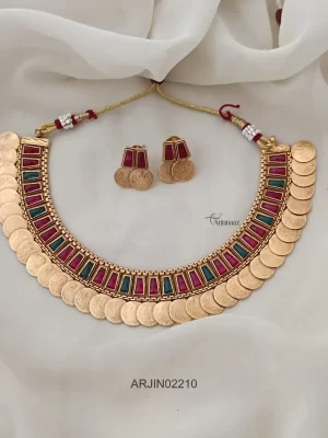 Traditional Multi Color Coin Necklace