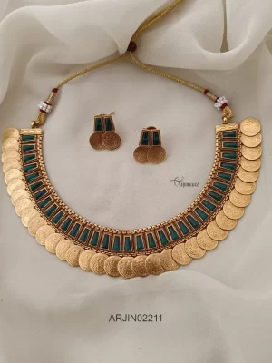 Beautiful Emerald Color Coin Necklace