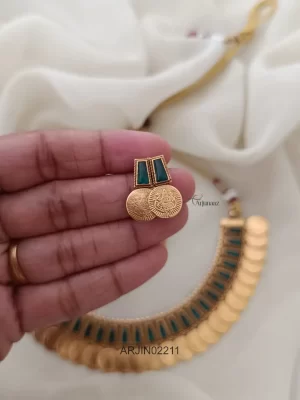 Beautiful Emerald Color Coin Necklace