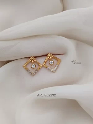 One Gram Gold Square Shape CZ Earrings