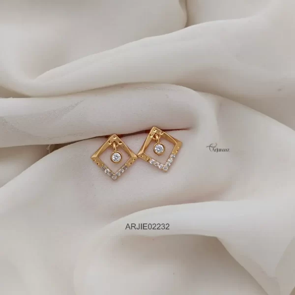 One Gram Gold Square Shape CZ Earrings