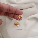 One Gram Gold Square Shape CZ Earrings