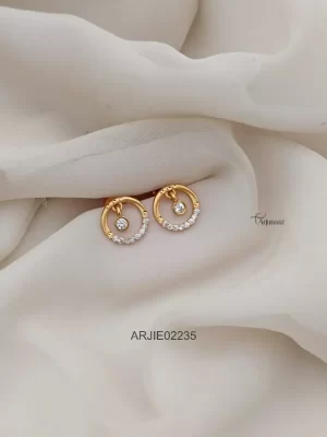 Circle Shape CZ Stone Earrings