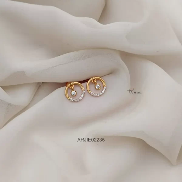 Circle Shape CZ Stone Earrings