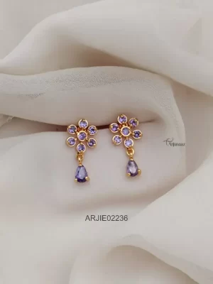 Daimond Look Floral Voilet Earrings