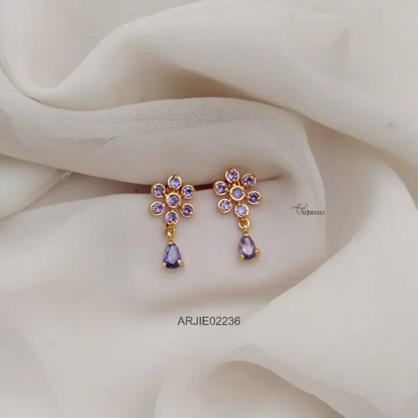 Daimond Look Floral Voilet Earrings