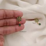 Daimond Look Floral Green Earrings