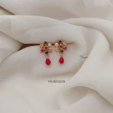 Multi Stone Floral Screw Back Earrings