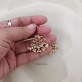 Ruby & White Stone Hook Earrings