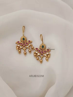 Gold Beads Hook Type Earrings