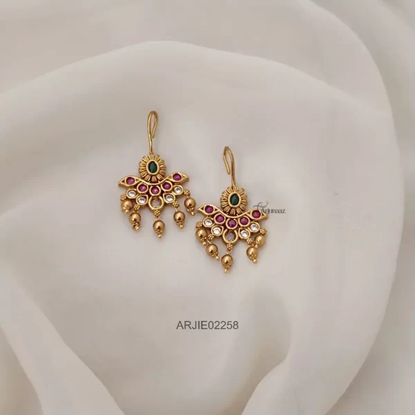 Gold Beads Hook Type Earrings