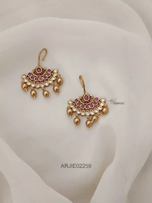 Ruby Stone Hook Type Earrings